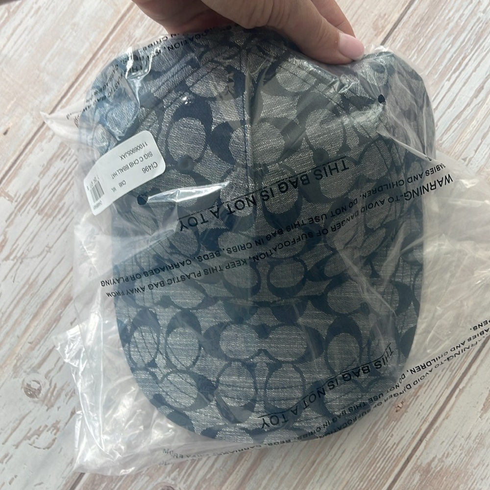 New COACH Signature Chambray Jeans Color Baseball Hat sale Authentic hat sz M/L - Picture 13 of 13
